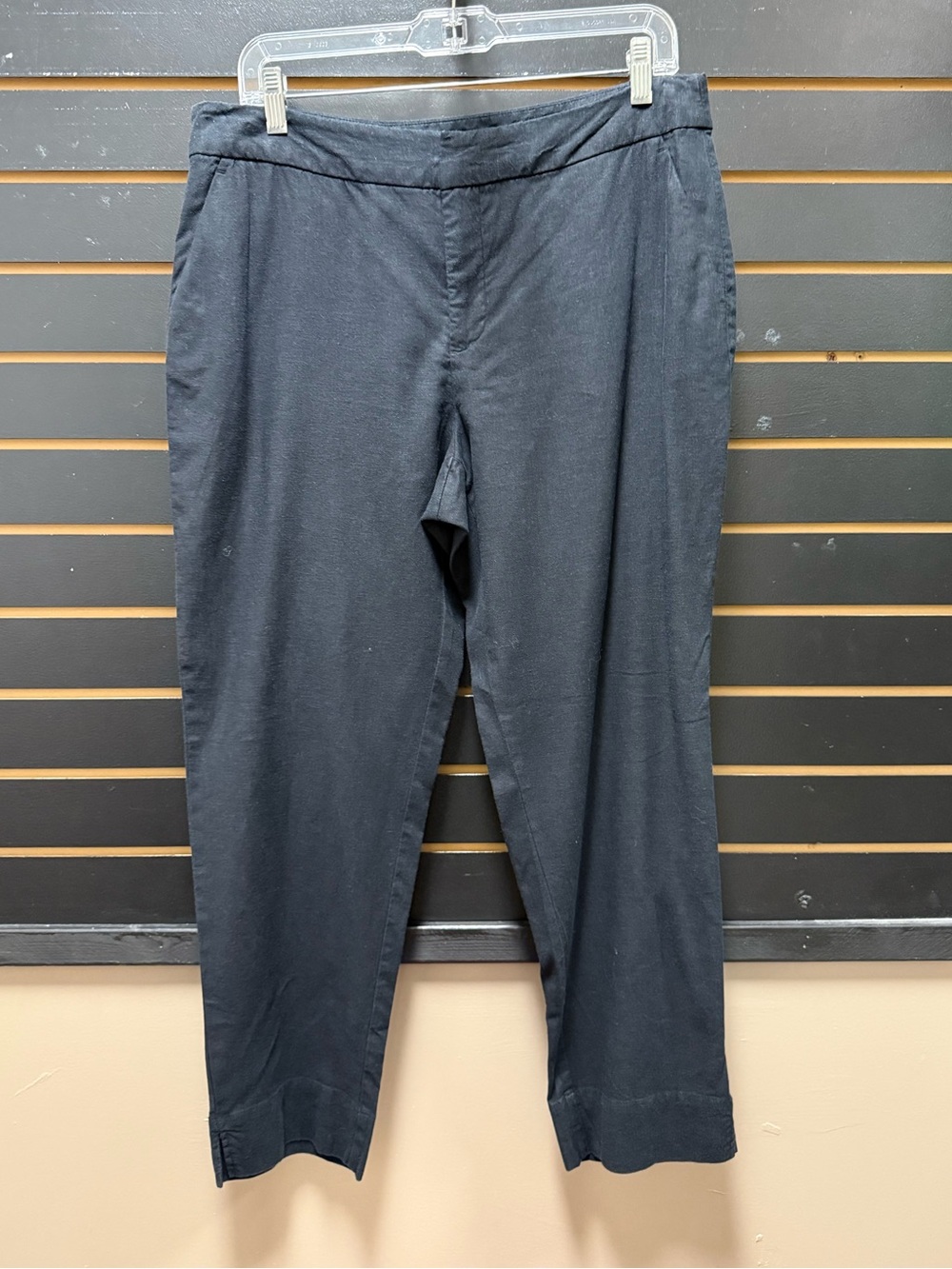 Style & Co Black Linen Blend Cropped Pull-On Ankle Pants Size 12